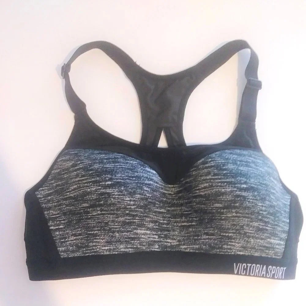 Victoria Sport Racerback Black Gray Sports Bra XS
